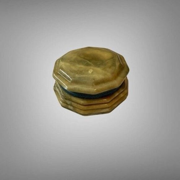 VTG Green Hand Carved Genuine Alabaster Jewelry Pill Hinged Trinket Box Italy - Picture 8 of 10